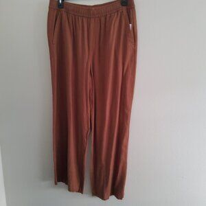 Wide leg terracotta colored linen pants